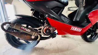 Yamaha Aerox Yasuni C30 sound with Stage6 RT 70cc MVT digital direct ignition double radiator [upl. by Adnilrem852]