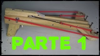 Ballesta casera de madera con poleas fácil barata y potente Parte 1  Slingshot Crossbow [upl. by Arhaz]