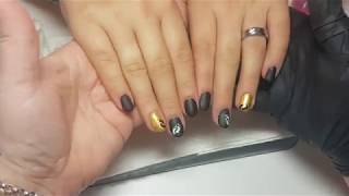 Edel in Matt und Gold von Acryl auf Gel  NailsbyLadydesigner [upl. by Latin]