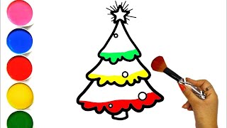 Christmas tree compilation Drawing Painting and Coloring for kids  How to draw a Christmas tree [upl. by Ahsinnor]