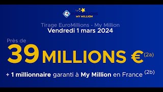 Résultats de l Euromillions du Vendredi 1 mars 2024 [upl. by Rojas]