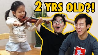 Professional Violinists React to a 2YearOld PRODIGY Progress Video [upl. by Enetsuj]