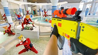 Nerf War  Water Park amp SPA Battle 21 Nerf First Person Shooter [upl. by Lairret]