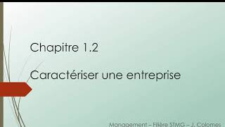 La caractérisation des entreprises 1re STMG  Management [upl. by Otti]