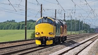 Trains at Northallerton  Wellfield LC  20s  37s  45s  66s  70s  69s  50008 amp 37250 180624 [upl. by Whitcomb]