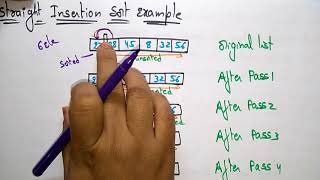 Insertion sort example  Straight  Data Structures  Lec57  Bhanu Priya [upl. by Ranilopa]