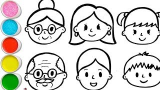 Drawing And Coloring A Family Grandparents Parents And Kids 👵🏻👴🏻👩👨👧👦🌈 Drawings For Kids [upl. by Donegan612]