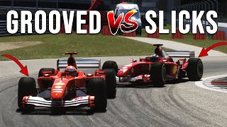 Grooved Tyres Vs Slicks  How Much Faster Could The F2004 Have Been [upl. by Nimzay]