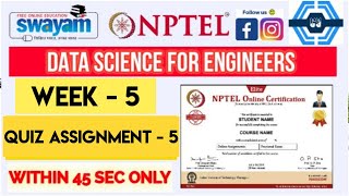 Data Science For Engineers  Week 5 Answers 2024  NPTEL 2024 [upl. by Euqinehs]