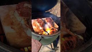 Tomahawk Steak on the Big Green Egg Grill [upl. by Adiesirb]