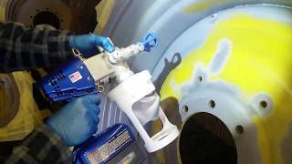 20180318162950Airless Spraying Graco XForce HD  John Deere Tractor Wheels 1st Coat Video 1 [upl. by Wallie]