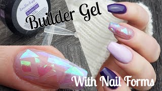 HOW TO Builder Gel With Nail Forms  Building a Broken Nail and Glitter Shard Nail [upl. by Ariamoy]