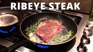 Pan Seared Oven Baked Ribeye Steak Recipe Basted in Garlic Rosemary Thyme Butter [upl. by Ymmij]