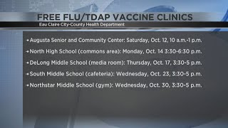 Health department offering free flu Tdap vaccine clinics in Eau Claire County [upl. by Peck]