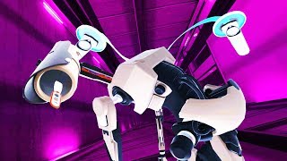 I THREW ROBOTS DOWN an ELEVATOR SHAFT in Budget Cuts VR Arcade [upl. by Aicerg735]