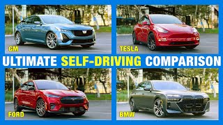 Almost SelfDriving Car Comparison Test Tesla vs BMW vs Ford vs GM  HandsFree Driving Test [upl. by Naujtna]