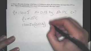 How to calculate specific heat Example specific heat problems [upl. by Tenahs]