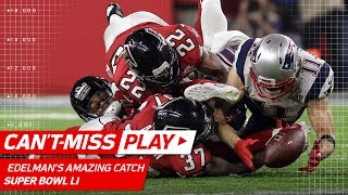 Julian Edelman Makes Ridiculous Catch  Patriots vs Falcons  Super Bowl LI Highlights [upl. by Anihpled]