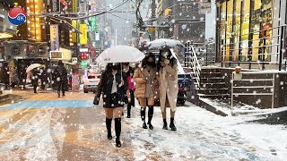 Snowy GANGNAM Dec 18 2021 The First Heavy Snowfall in Seoul 4K Seoul Korea Walk [upl. by Namwen]