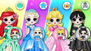 Elsa Wednesday amp Peach Become Princesses With Their Baby [upl. by Eelanaj622]