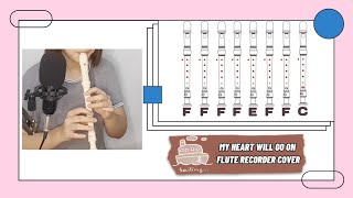 My Heart Will Go OnTitanic Theme SongFLUTE RECORDER COVER with Letter Notes [upl. by Aidahs]