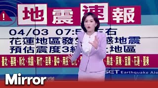 Taiwan earthquake hits during live TV broadcast [upl. by Aiuqal]