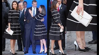 Queen Letizia of Spain Looks Radiant in Stylish Monocrome Dress at the World Law Congress in Madrid [upl. by Seigler960]