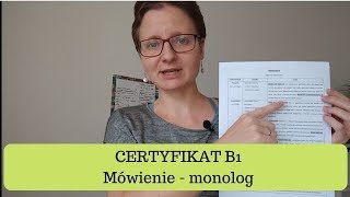 CERTYFIKAT B1 Mówienie  monolog [upl. by Medrek]