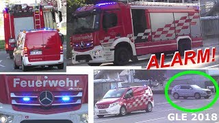 ALARM TOR 7 Einsatzfahrt Werkfeuerwehr Sindelfingen Daimler AG  Mercedes GLE Erlkönig fire trucks [upl. by Ynohtnanhoj]