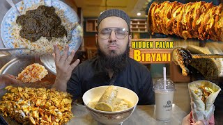 PALAK BIRYANI IN GULSHAN RAVI  EXPLORING HIDDEN FOOD PLACES  LABANESE WRAP  KASURI FALOODA [upl. by Sharlene]