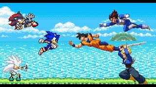 Sonic the Hedgehog VS Dragon Ball Z  Sonic Shadow Silver vs Goku Vegeta Trunks [upl. by Leinad]