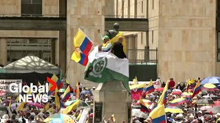 Colombia protests Thousands march against President Petros reforms [upl. by Yruy]