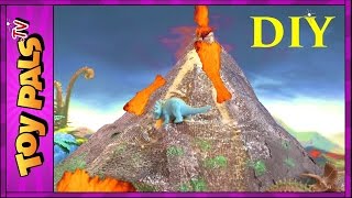 DIY VOLCANO ERUPTION with Lava quotMaking Dinosaur Volcanoquot Science Kit [upl. by Nylesaj]