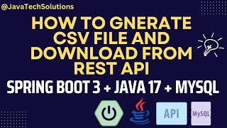 How to export CSV using spring boot and Rest API  Java 17 [upl. by Ettennan]