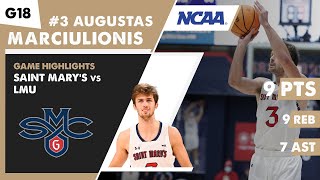 AUGUSTAS MARCIULIONIS game highlights Saint Marys Gaels vs San Francisco Dons  Game 17  NCAA [upl. by Bouley]