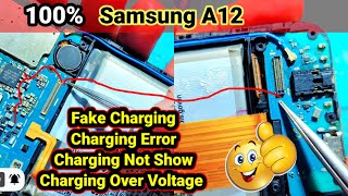 Samsung A12 Charging Jumper Solution Samsung A12 Fake Charging Jumper Samsung A12 Charging Not Show [upl. by Aihselat]