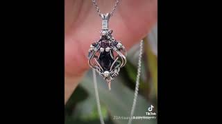 🖤❤️Selene Black onyx garnet sterling silver handmade talisman pendant by zdartisanjewelry IG [upl. by Posehn]