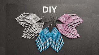 Beautiful fringe beaded earrings making with seed beads beading tutorial [upl. by Wenz]