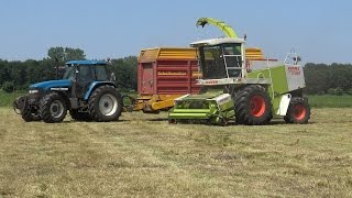 Gras hakselen 2016 met Claas Jaguar 840 en New Holland TS90 en TM135 2016 [upl. by Greer70]