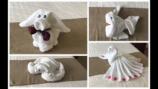 4 Ideas Towel FoldingPuppy Swan Fish and Turtle serviettes pliantes [upl. by Fortin]