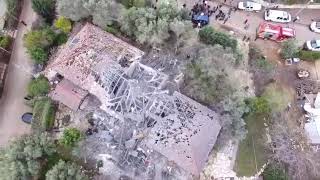 Drone footage of home hit by rocket in Mishmeres Ofir Rotem [upl. by Kcirdnek]