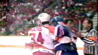 Edmonton Oilers vs Calgary Flames linebrawl 042486 [upl. by Ennahtebazile]