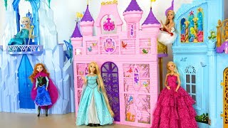 Princess Barbie doll Pink Royal Castle  Mermaid Bedroom Putri Barbie Istana Princesa Castelo [upl. by Stimson396]