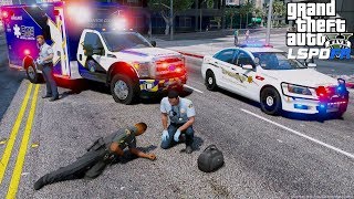 GTA 5 Paramedic Mod Los Santos County Fire EMS Ambulance Responds To Officer Down [upl. by Nhoj]