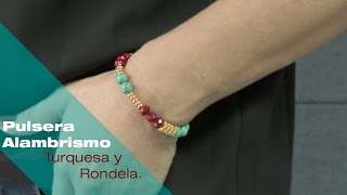 Aprende Cómo Hacer una Pulsera Alambrismo Turquesa y Rondela Roja Rápido y Fácil [upl. by Reerg576]