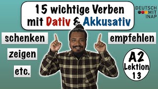 A2 Lektion 13  Verben mit Dativ amp Akkusativ German verbs with dative amp accusative German Grammar [upl. by Neztnaj]