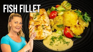 Fischgericht  Kabeljau Filet mit Bratkartoffeln und Senfsoße Rezept einfach lecker [upl. by Burack]