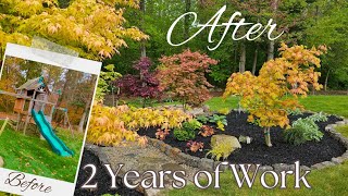 Unbelievable DIY Backyard BEFORE and AFTER TRANSFORMATION Playground to Japanese Maple Garden [upl. by Enerehs]