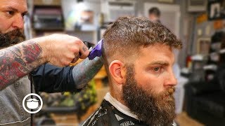 A Classic Fade with Dense Beard Shape Up  The Dapper Den Barbershop [upl. by Yim]