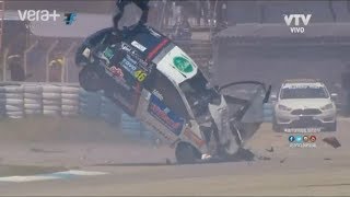 Superturismo Uruguay 2017 Final Autódromo de El Pinar José Luis Matos Start Huge Crash Rolls [upl. by Nolasba155]